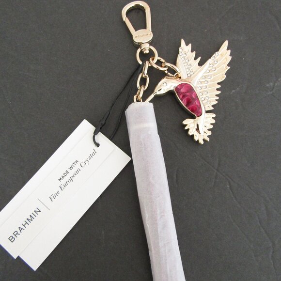 Brahmin Pomegranate Hummingbird Melbourne Genuine Leather Handbag Tassel Fob NWT - Picture 2 of 2